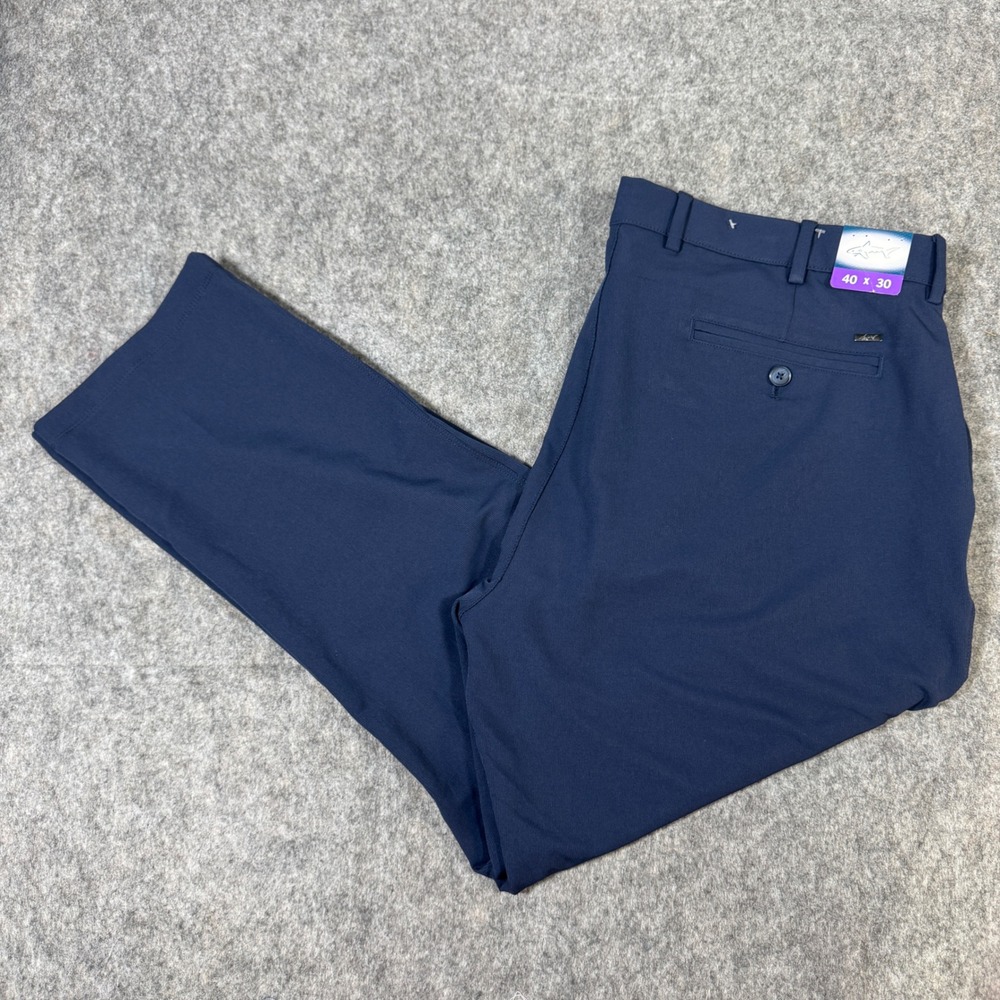 Greg Norman Shark Mens Navy Blue Performance Golf Pants 40x30 Stretch New
